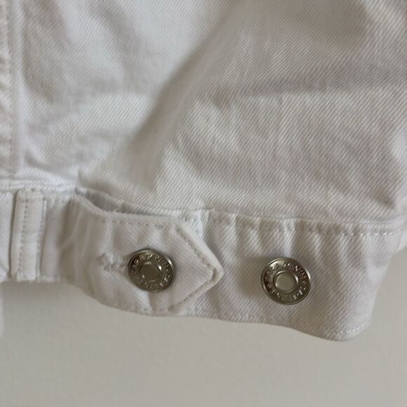 NWT Zara White Denim Trucker Jacket Button Front Size XL - Picture 9 of 12